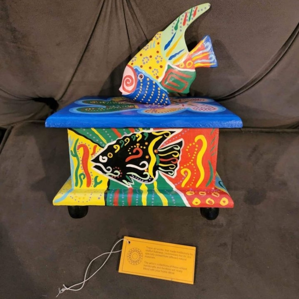Colorful BALINESE Fish Jewelry/Trinket Box